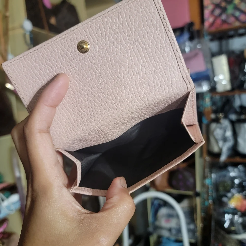 SALE🎉 Authentic Gucci pebbled Pink leather marmont french Compact wallet - Picture 11 of 17